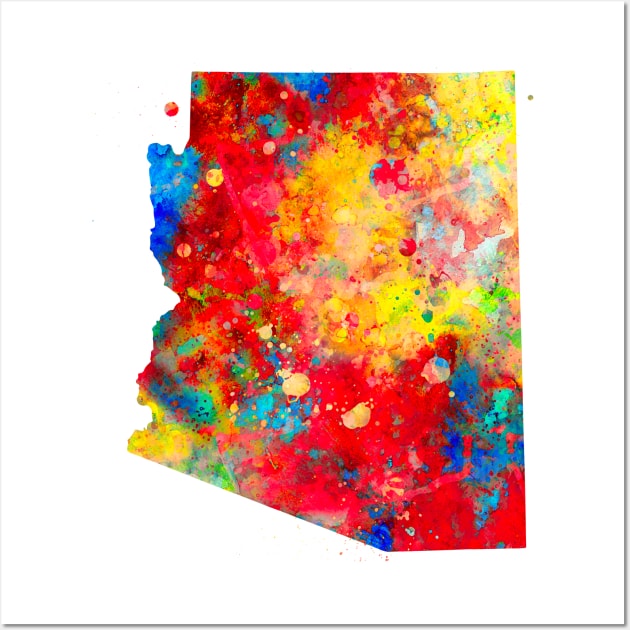 Arizona State Watercolor Map Painting Wall Art by Miao Miao Design